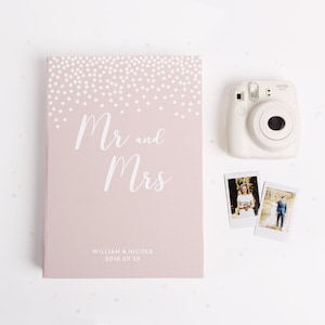 Photo Guest book Wedding Album Cream Dots with White Lettering, Instax picture album OneStep Guest book Wedding book by Liumy image 3