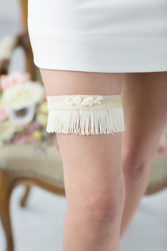 Wedding Bridal GARTER and Elegant Throw Garter Ivory Stripes Etsy