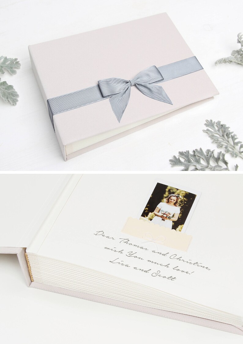 by Liumy Wedding Guest Book Instant Photo Album Cream with Ribbon Instax mini guestbook