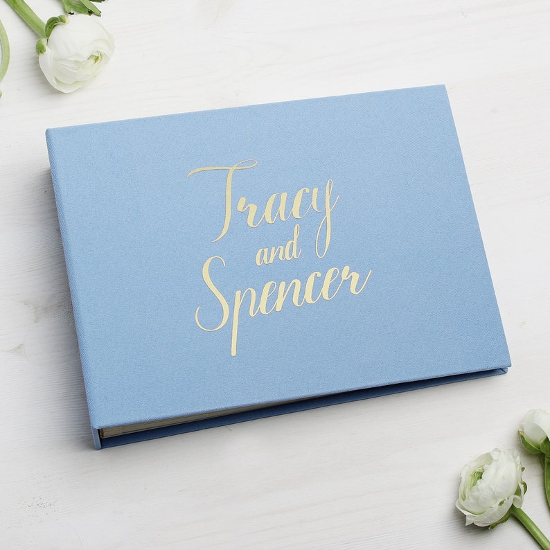 Sky Blue Instax Guestbook Gold Foil Beach Wedding Photo Etsy