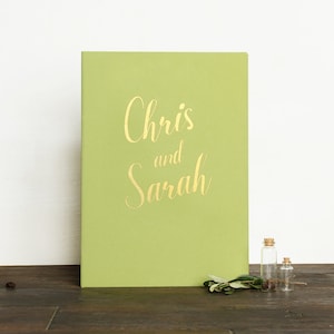Wedding Album Olive Green with Gold Lettering Pocket Sign in Book  Photo Birthday Album - by Liumy