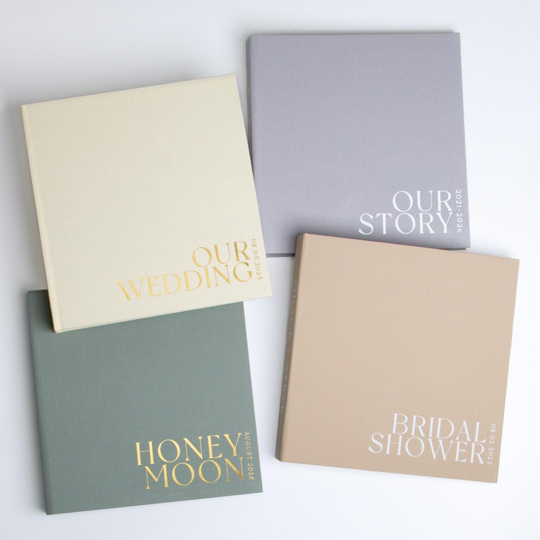 Coffee Table Album Set – Our Story, Bridal Shower, Wedding & Honeymoon – Custom Memory Books for Couples, Home Décor or Anniversary Gift