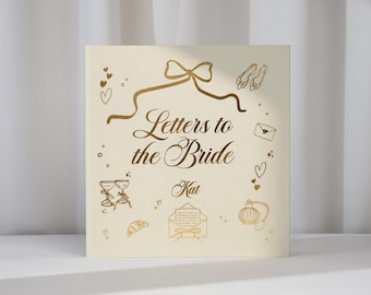 Illustrated Ivory Letters to the Bride Book Real Gold Personalized Wedding Keepsake