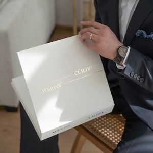 Einzigartiges Fotoalbum + Gratisgeschenk, Hochzeit Familienalbum, handgemacht, 4x6, 5x7, für 80-200 Fotos, personalisierte Echt GOLD Beschriftung, Scrapbooking