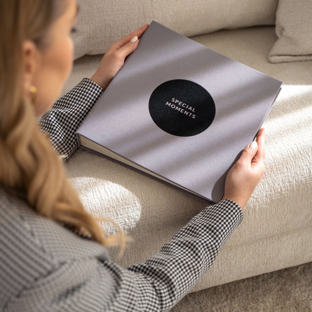 Custom Coffee Table Book Family Photo Album Circle Design, Handmade