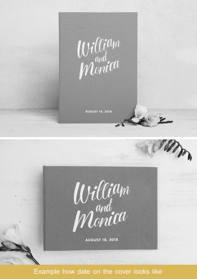 Photo Guestbook Album with empty pages Wedding Guest Book Black White Lettering