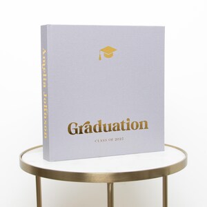Graduation, Prom Personalized Book Slip-in, Polaroid, Event Guest Book Horizontal + Free Gift Instax Photo Insert Corners Light Gray Prom