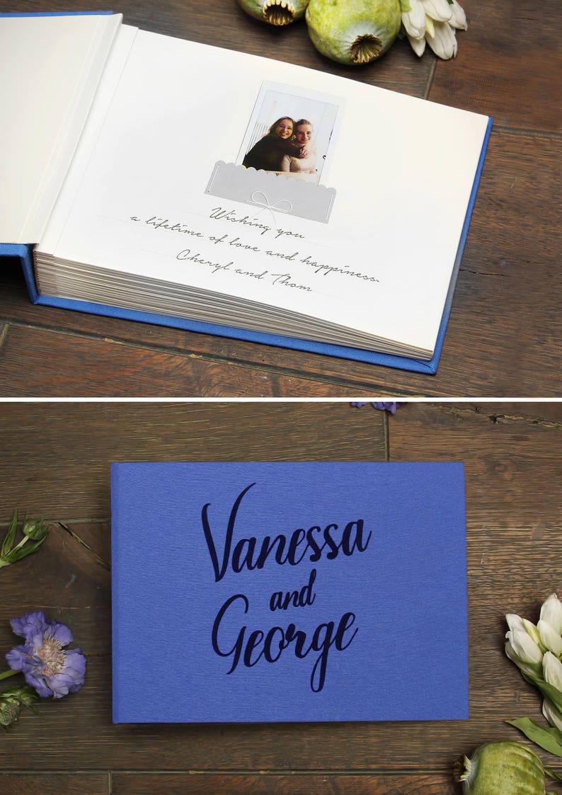 Instax Wedding Guest Book Royal Blue with Black Lettering Pocket Sign in Book Photo Birthday Album by Liumy image 3