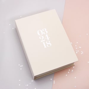 Ivory Guest Book + Free Gift, Instax Photo Slip-in for Polaroid & Instax photos, White Velour Lettering Date, Personalised Wedding Album