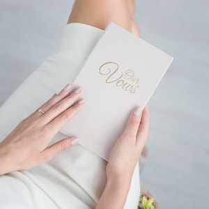 Wedding Vow Books Gold Foil Cream Keepsake Calligraphy Vows Bride and Groom Ceremony image 1
