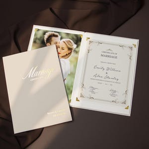 Estuche para certificado de matrimonio blanco sedoso, elegante y hecho a mano, para documentos, recuerdo personalizado para registros de boda.