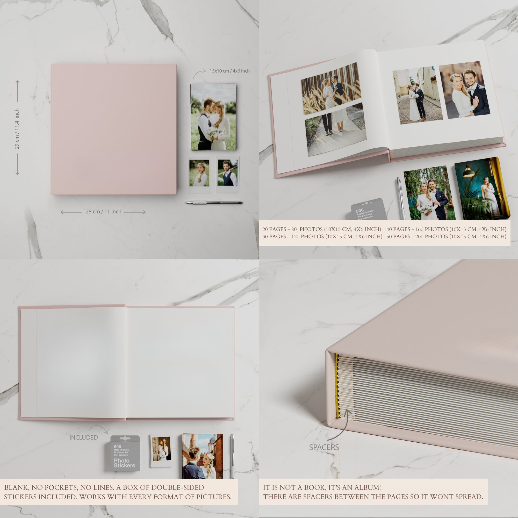  Luxury Linen Photo Album with Acid Free Pockets, Traditional  Book Bound with Hard Cover, 200 Pockets for 4x6 Photos, Photo Book for  Wedding, Family Pictures, Gifts, Anniversary or Baby Shower 