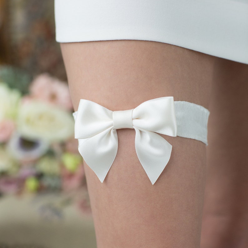 Wedding Bridal GARTER Toss Ivory Velour with Ribbon, shower gift, by Liumy image 8