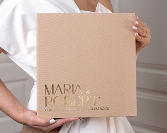 Handmade Photo Wedding Album, Personalized Gold Lettering, Scrapbooking