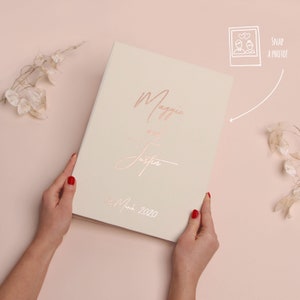 Alternative Instax Photo Guestbook, Ivory cover with Rose gold modern Lettering, Personalised Wedding Album, Wedding book - by Liumy