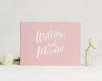 Wedding Album Rose Quartz With White Lettering Guest Book, Instax Photo album - by Liumy