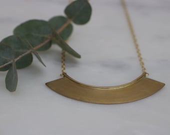 Oversized Arc brass bib necklace | handmade pendant | modern and contemporary jewellery | minimal chunky semi-circle design | gift for her