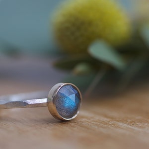 8mm rose cut labradorite eco-silver and recycled gold ring | handmade | modern contemporary jewellery | minimal design | statement ring