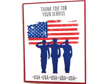 Happy Veteran's Day card -  Never forget - USA Flag card - Military Service - Veteran  appreciation - handmade greeting card