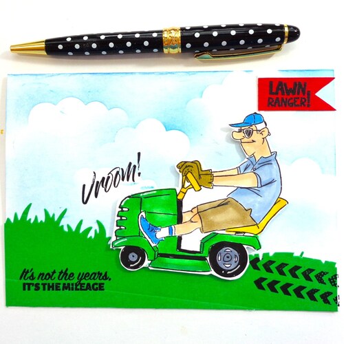 Lawn Ranger Birthday Card: Funny Handmade Mower Design