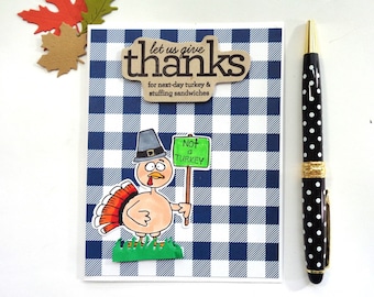 Funny Thanksgiving Card: Turkey Sandwich Humor - Handmade Greeting Card