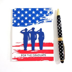 Military Graduation card -For the Graduate,  Red, white and Blue - Congratulations, Boot camp Graduation, Cadet School Grad handmade card.