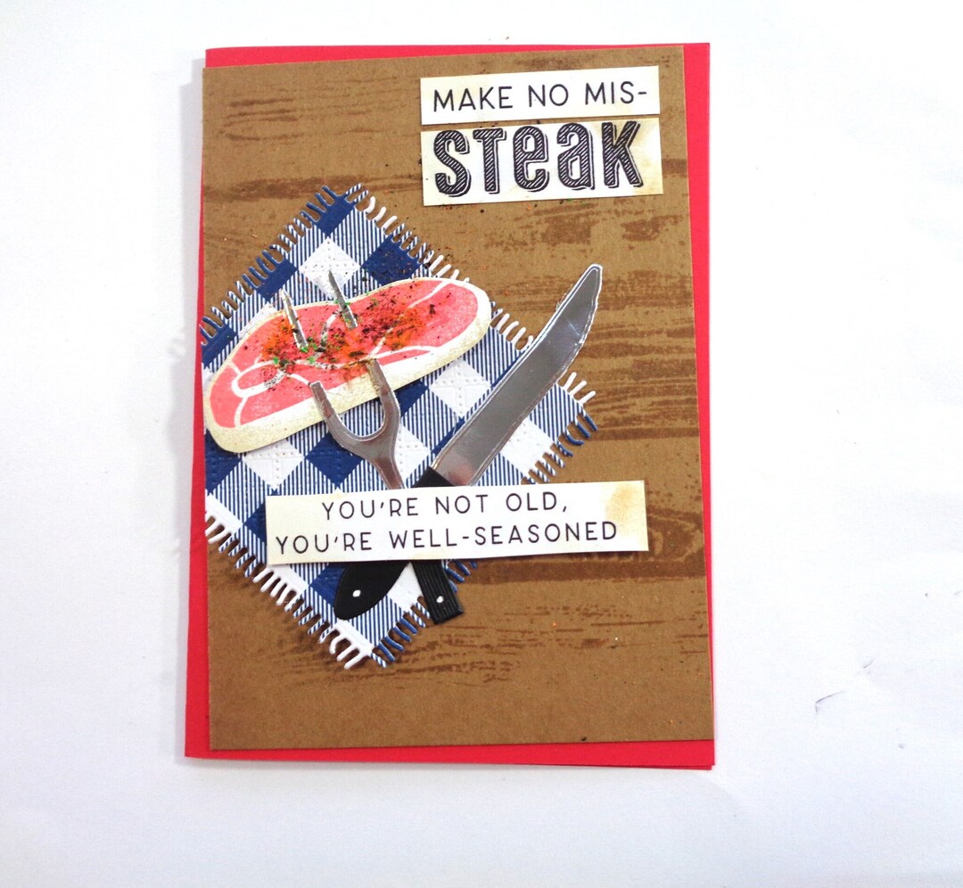 Men's Getting Older Birthday Card Make No Mis-steak - Etsy