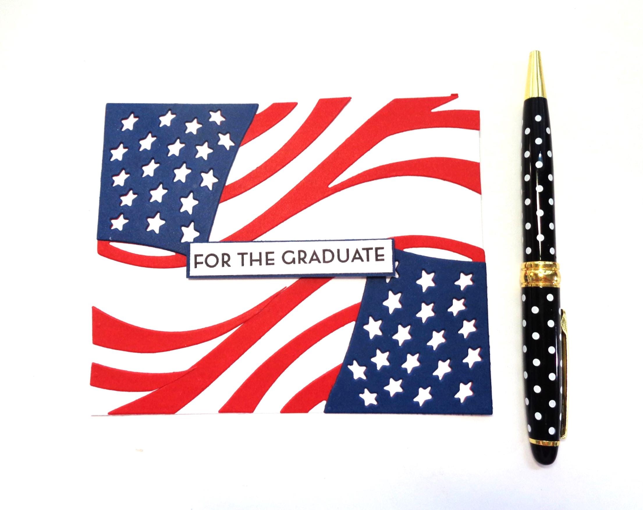 Military Graduation Card - for the Graduate, Red, White & Blue Flag ...