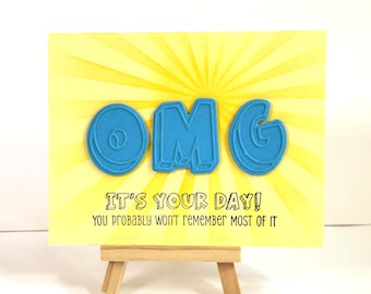 Funny Aging Birthday card -  Over 50, 60, 70 OMG You probably won't remember most of it!  handmade card