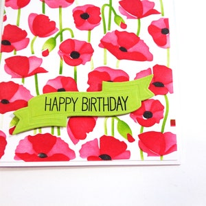 Red Poppies Birthday Card Gift for Her Handmade Greeting Card Field of ...