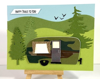 Retirement card - Happy Trails to you, Travel trailer, Camping - Happy Retirement - Newly Retired Congratulations