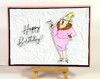 Woman's Funny Over 60 Birthday card: It's all fun & games until your metabolism slows down, handmade