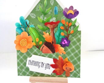 Handmade 3D Fall Envelope Card: Thinking of You, Happy Fall, Happy Thanksgiving