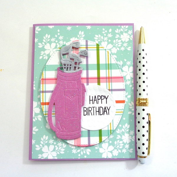 Ladies Golfing Birthday card - May your Birthday be like your golf game, always above par! - handmade greeting card.