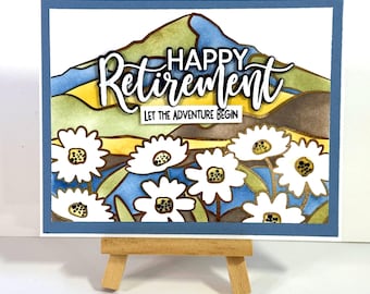 Happy Retirement Card - Let the Adventure Begin - Retirement - As you retire - gold foiled card handmade