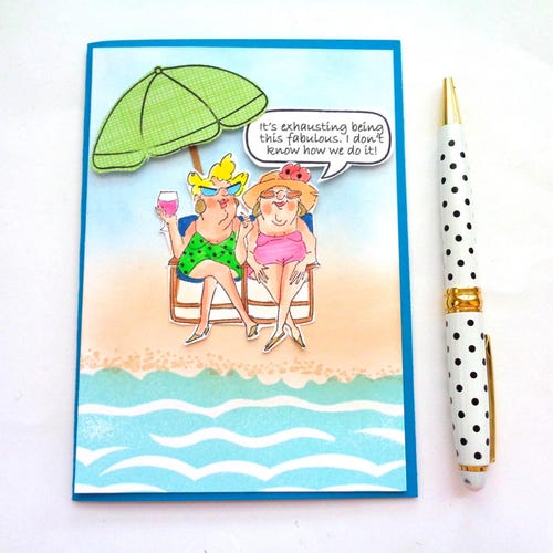 Funny Beach Babes Birthday Card for Women Over 50 - Handmade