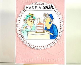Handmade older Woman's Birthday joke card: How old are we telling people you are now?