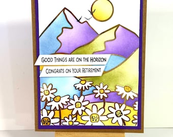 Congrats on your Retirement Card -  Happy Retirement, Congratulations, Mountain scene gold foiled