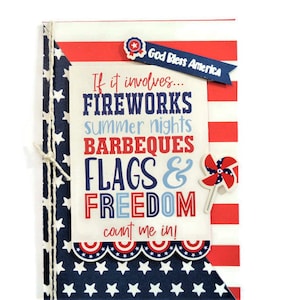 4th of July card - Patriotic card - Flags, Freedom, Fireworks - BBQ - God Bless America - Celebrate the US Military - handmade greeting card