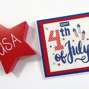 4th of JULY card - Celebrate America's Birthday - Red White and Blue - Independence Day - Fireworks Celebration - handmade greeting card.