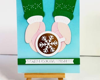 Hot Chocolate card - Warm Cocoa wishes - Merry Christmas card - handmade with custom inside sentiment