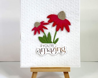 Handmade Thank You Card – Cone Flower Design, Blank Inside