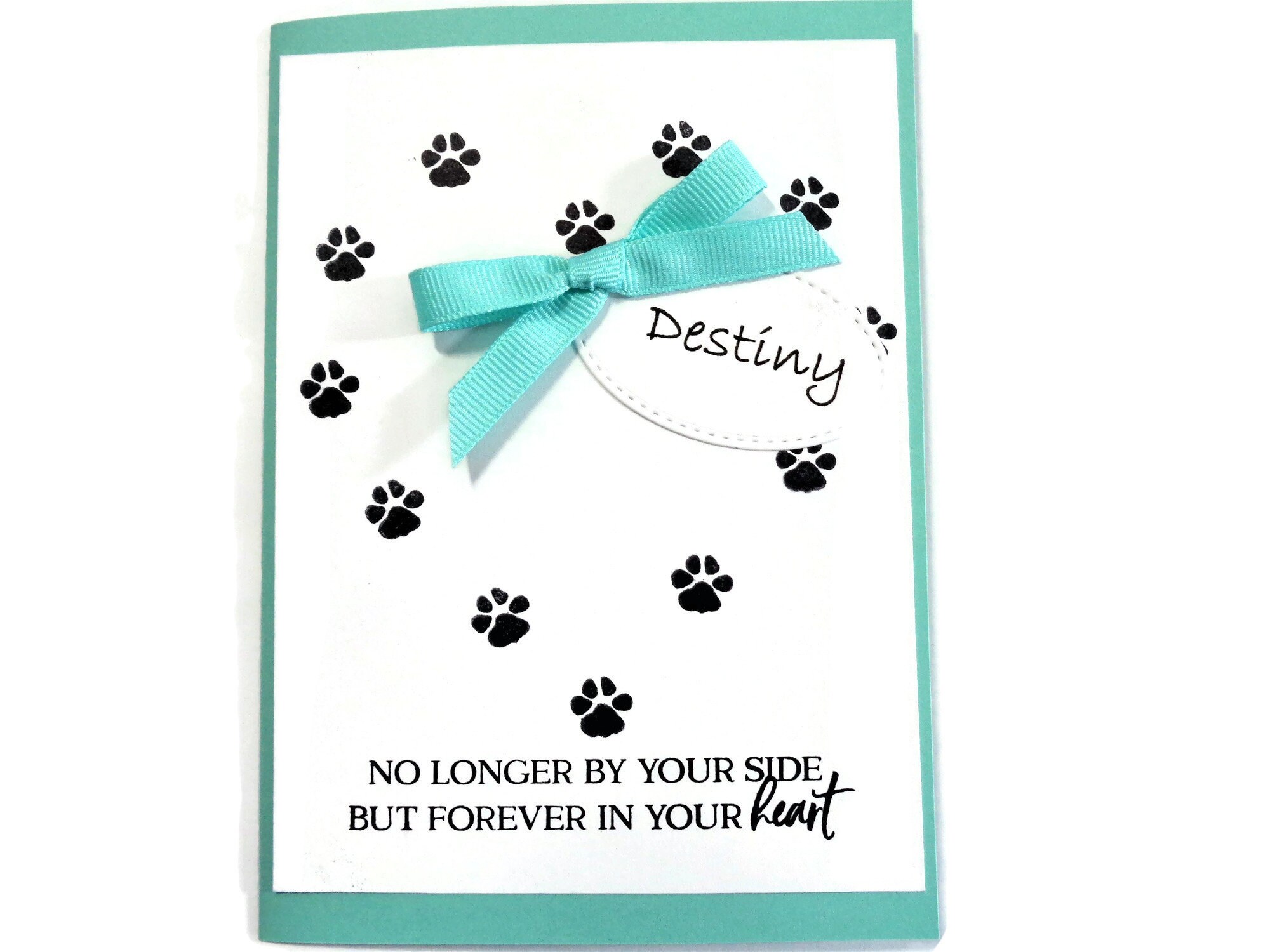 Pet Sympathy card - Personalized with Pet's name - Card & bow col…