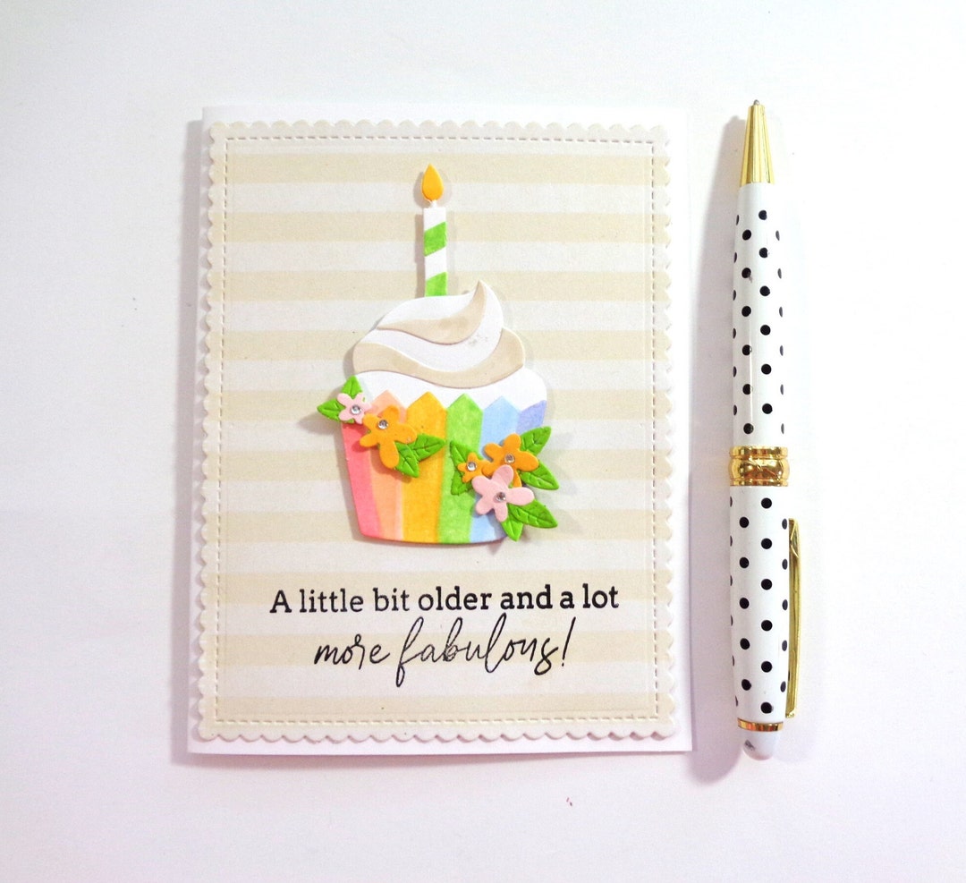 Happy Birthday Cupcake Card - Older Woman's Birthday Card - A Little ...