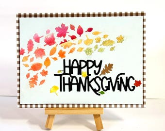 Handmade Watercolor Fall Card: Classic Happy Thanksgiving inside sentiment choices