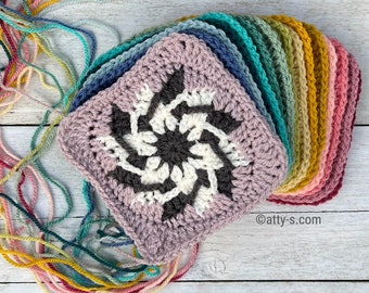 Windmills of my Mind Square Crochet Pattern/ Photo tutorial PDF