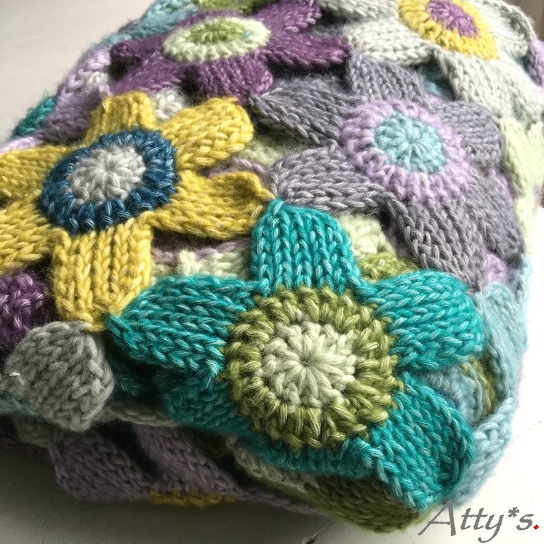 Tunisian Flower Blanket, Pattern PDF image 4