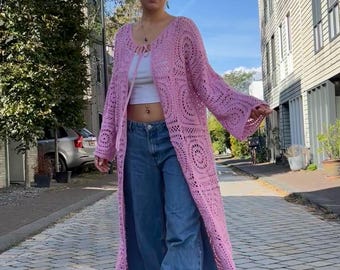 Extra Fine Long Cardigan Crochet Pattern PDF