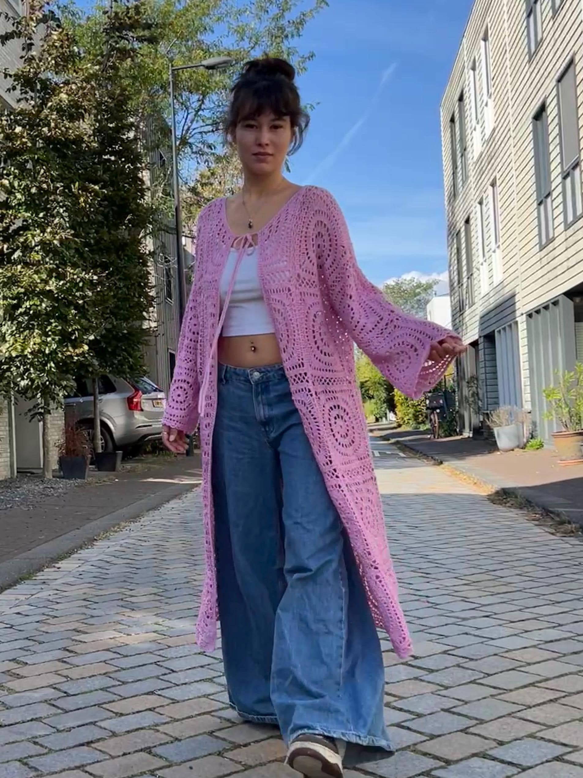 Extra Fine Long Cardigan with Charts and Schematic