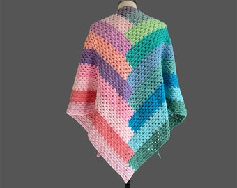 Super Simple Granny Stitch Log Cabin Shawl Crochet pattern PDF
